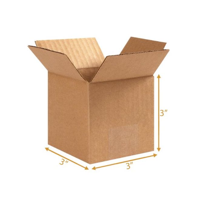 3 Ply Corrugated Cardboard Box 3 x 3 x 3 Inch