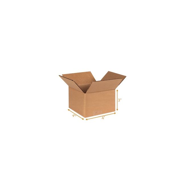 3 Ply Corrugated Cardboard Box 4 x 4 x 3 Inch