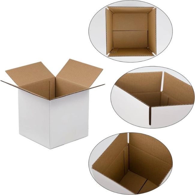 White 5 Ply Corrugated Cardboard Box - 4 x 4 x 8 Inch